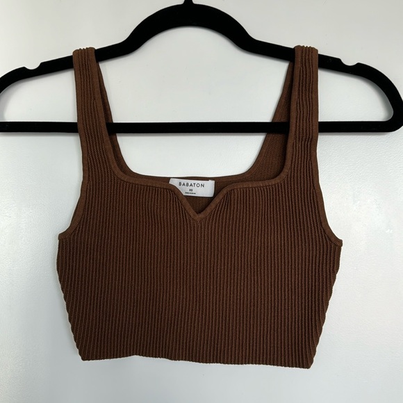 Babaton Tops - Babaton Cropped Rib Tank in Brown